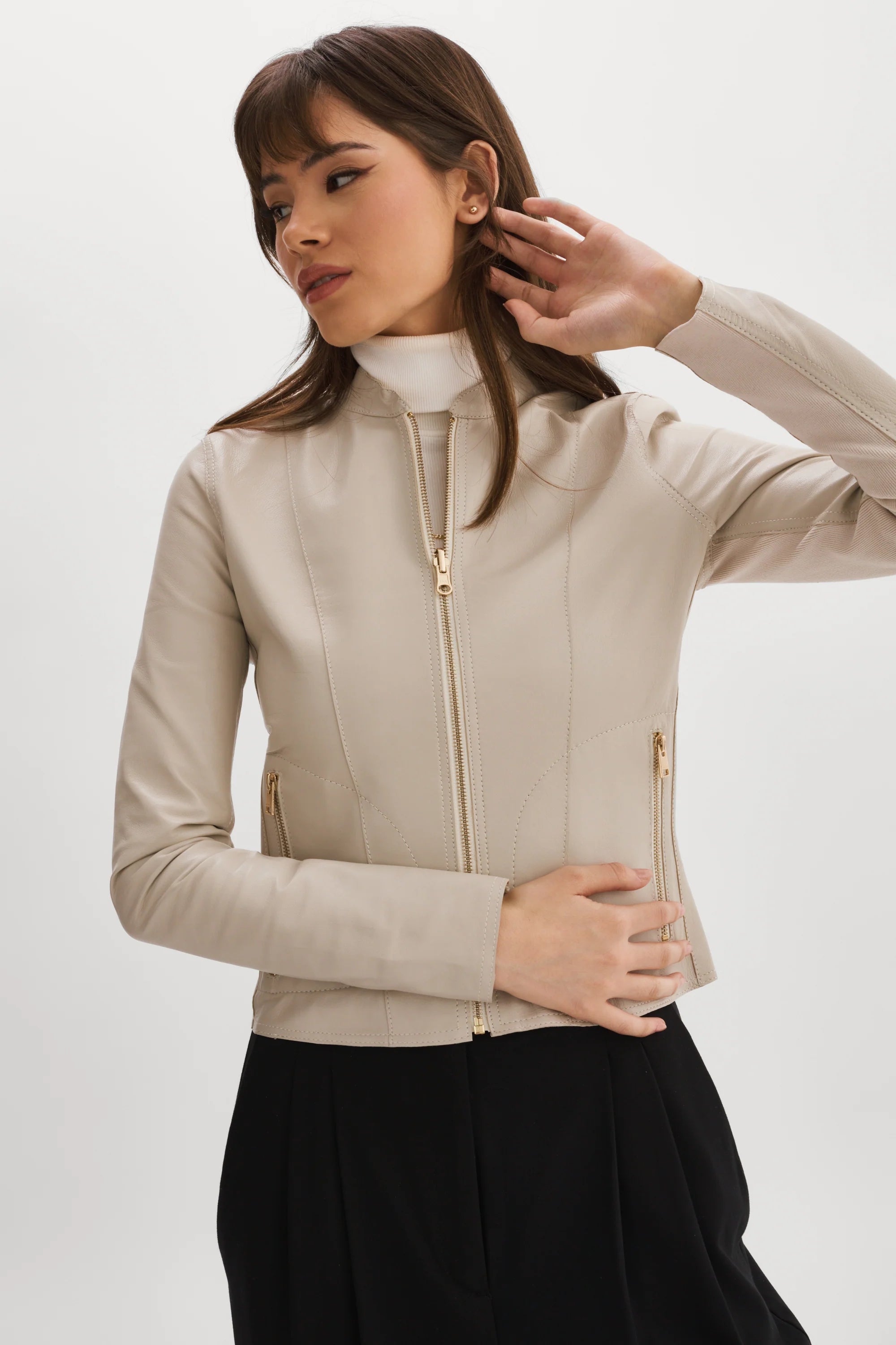 Chapin Reversible Leather Jacket - Bone / Gold by LAMARQUE | 25 South Boutiques