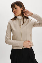 Chapin Reversible Leather Jacket - Bone / Gold by LAMARQUE | 25 South Boutiques