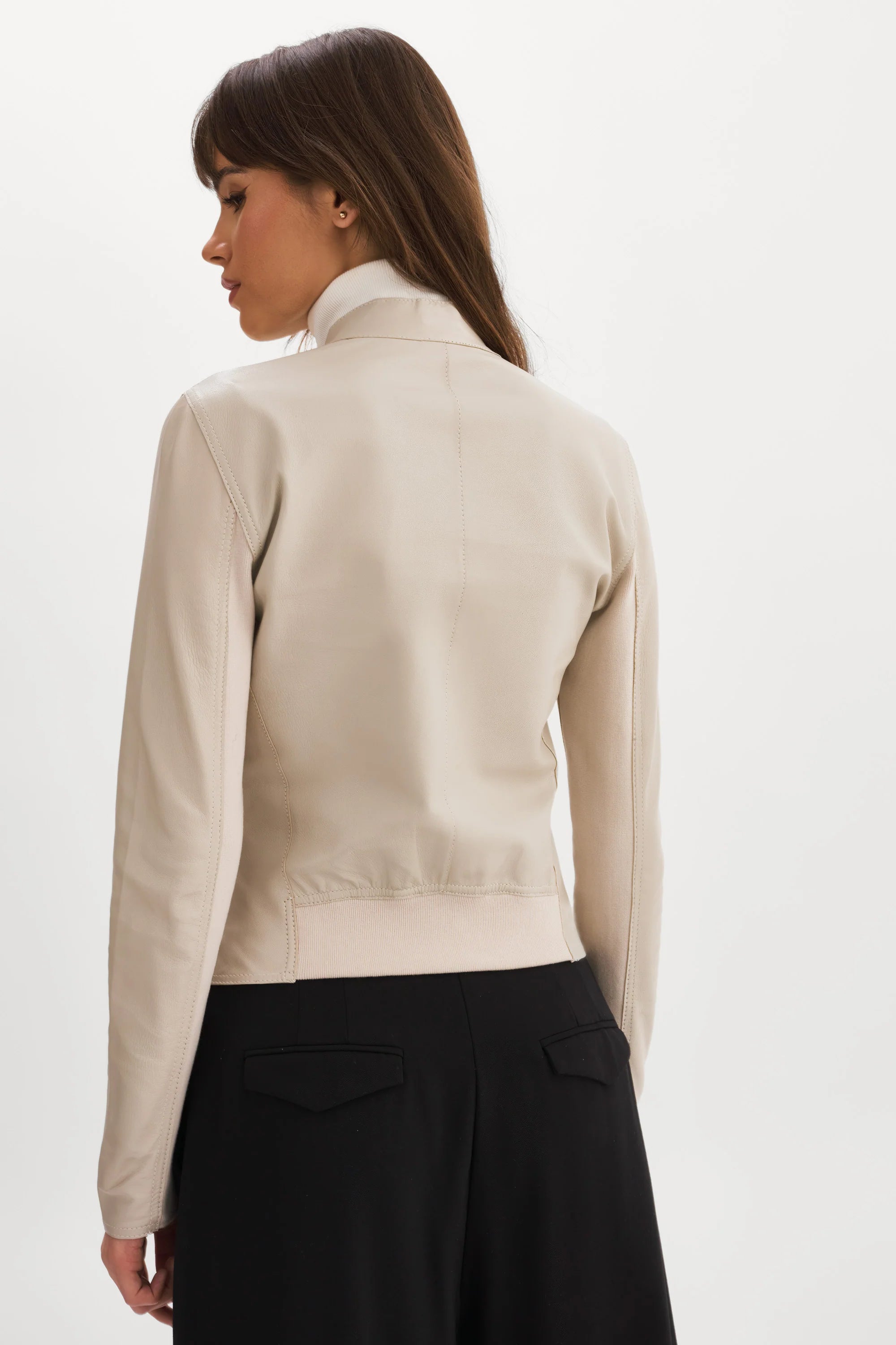 Chapin Reversible Leather Jacket - Bone / Gold by LAMARQUE — view 7