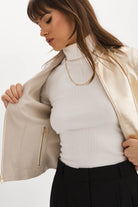 Chapin Reversible Leather Jacket - Bone / Gold by LAMARQUE — view 3