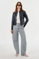 Chapin Reversible Leather Jacket - Navy / Silver by LAMARQUE — view 5