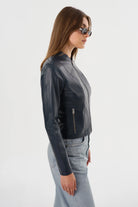 Chapin Reversible Leather Jacket - Navy / Silver by LAMARQUE — view 8