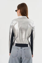 Chapin Reversible Leather Jacket - Navy / Silver by LAMARQUE — view 3