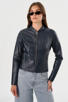 Chapin Reversible Leather Jacket - Navy / Silver by LAMARQUE — view 4