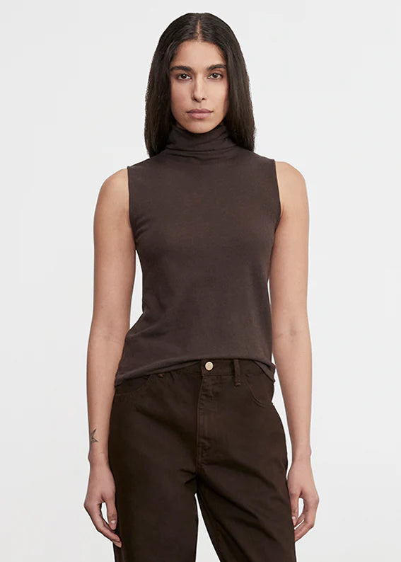 Cashmere Sleeveless Halter - Dark Brown by Enza Costa | 25 South Boutiques