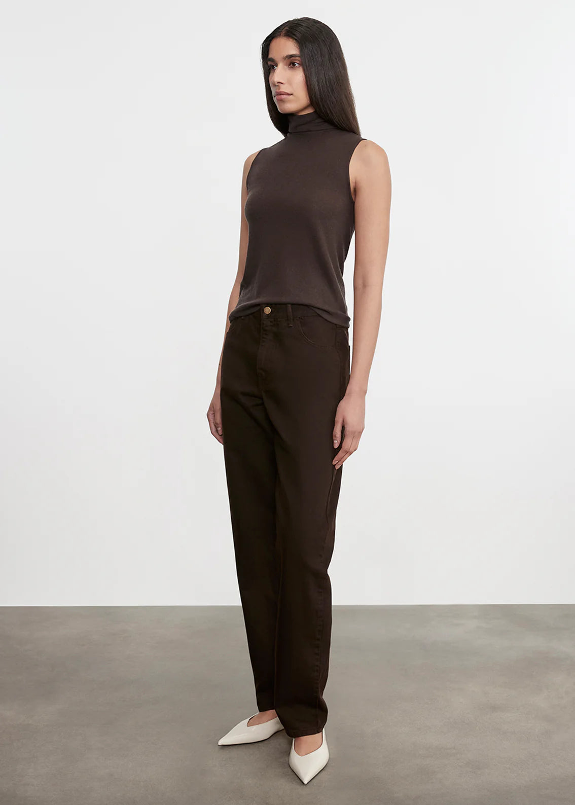 Cashmere Sleeveless Halter - Dark Brown by Enza Costa — alternate view