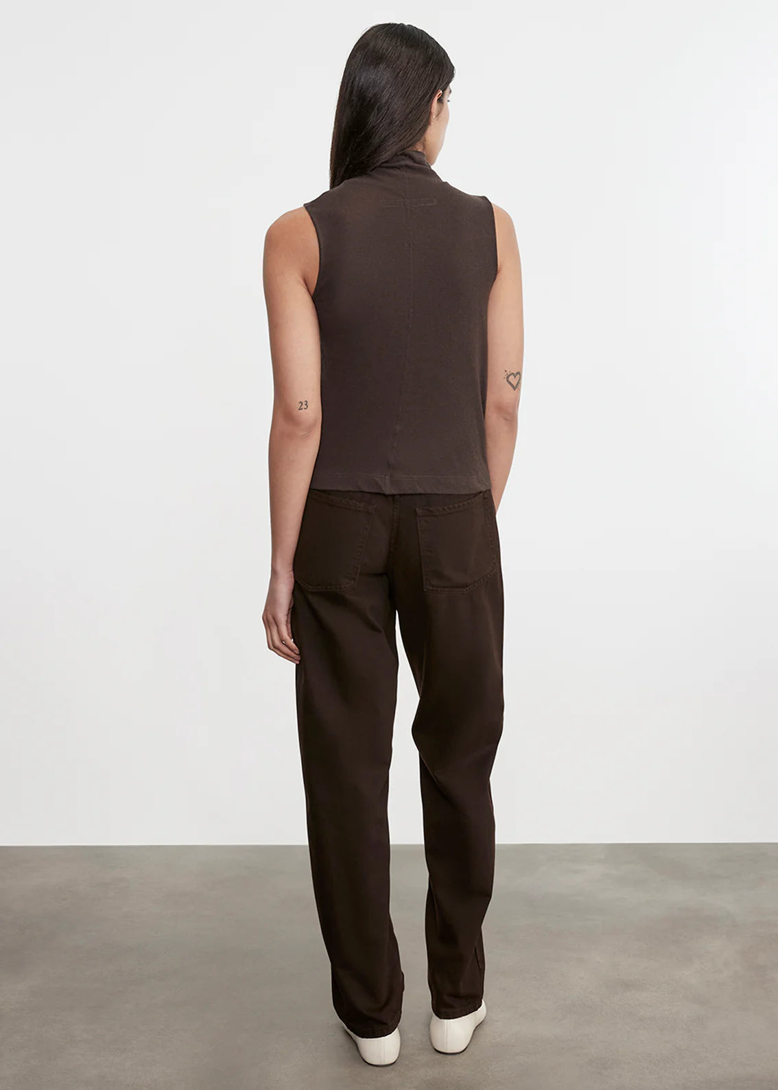 Cashmere Sleeveless Halter - Dark Brown by Enza Costa — view 3