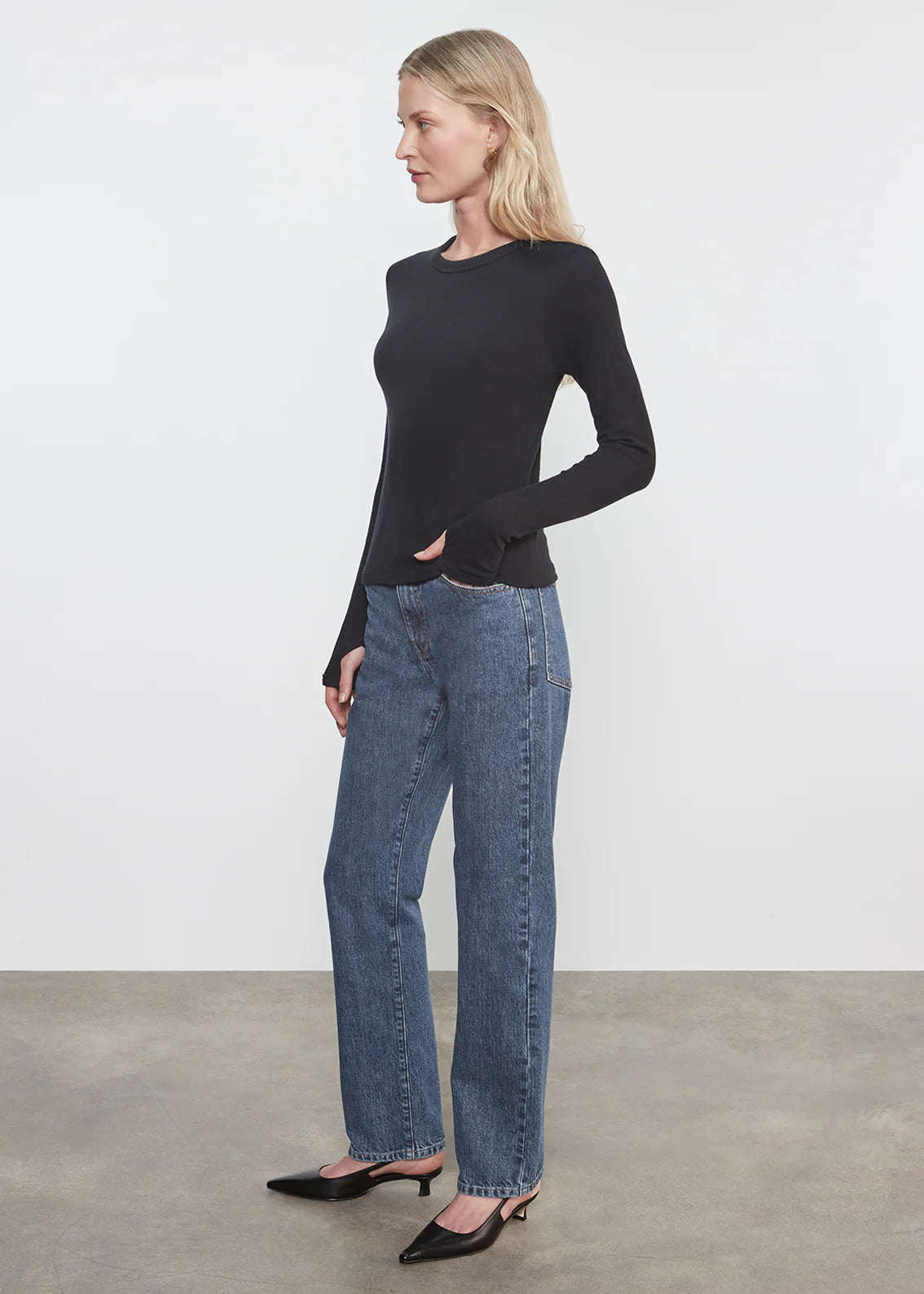 Cashmere New Classic L/S Crew - Black by Enza Costa — view 3