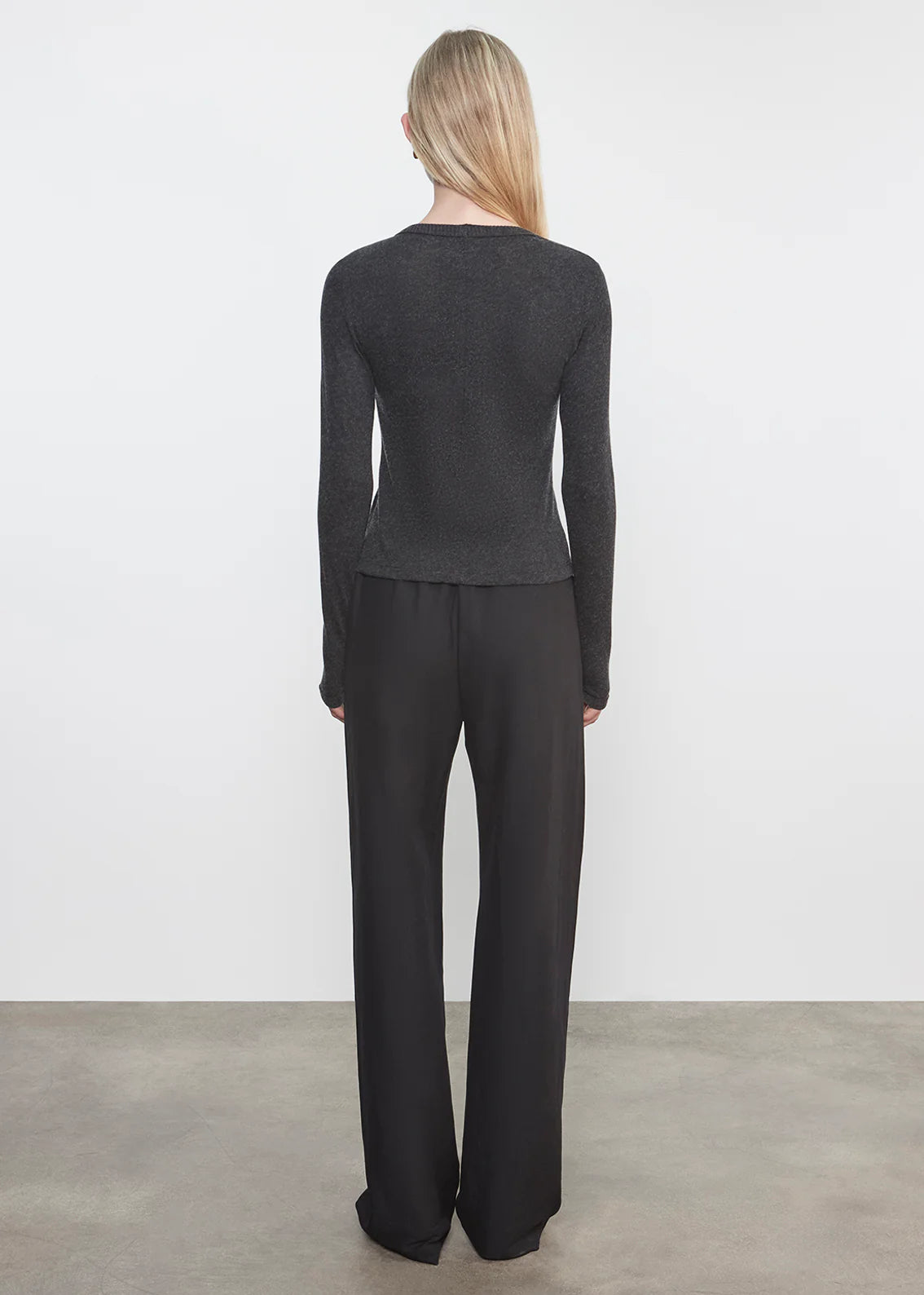 Cashmere New Classic L/S Crew - Charcoal by Enza Costa — view 4