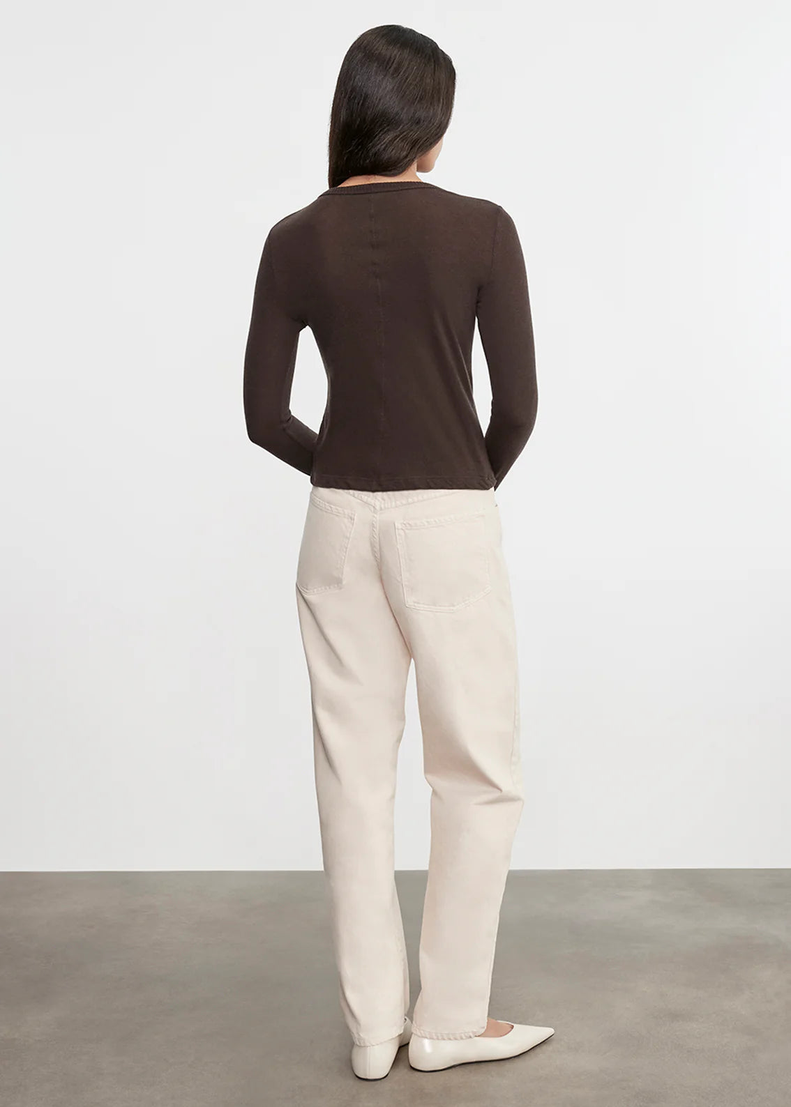 Cashmere New Classic L/S Crew - Dark Brown by Enza Costa — view 5