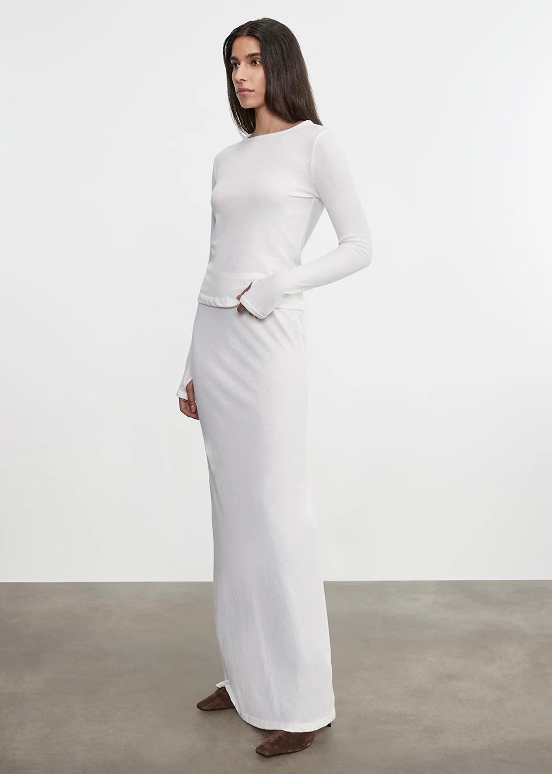 Cashmere New Classic L/S Crew - White by Enza Costa — alternate view