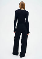 Cashmere Easy Cuffed Crew - Black by Enza Costa — view 3