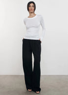Cashmere Easy Cuffed Crew - White by Enza Costa — alternate view
