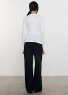 Cashmere Easy Cuffed Crew - White by Enza Costa — view 3