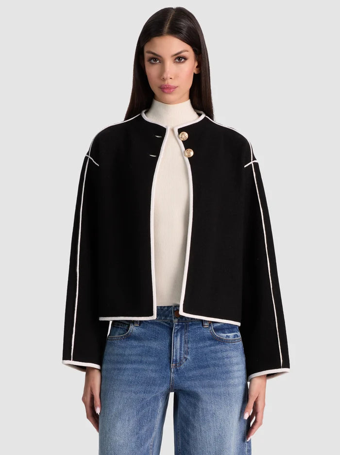 Pearson Sweater Jacket - Black Soft White by Alice & Olivia | 25 South Boutiques