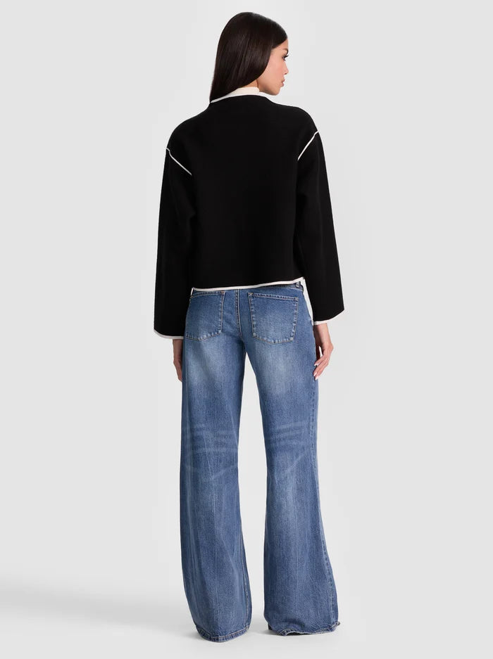 Pearson Sweater Jacket - Black Soft White by Alice & Olivia — view 3