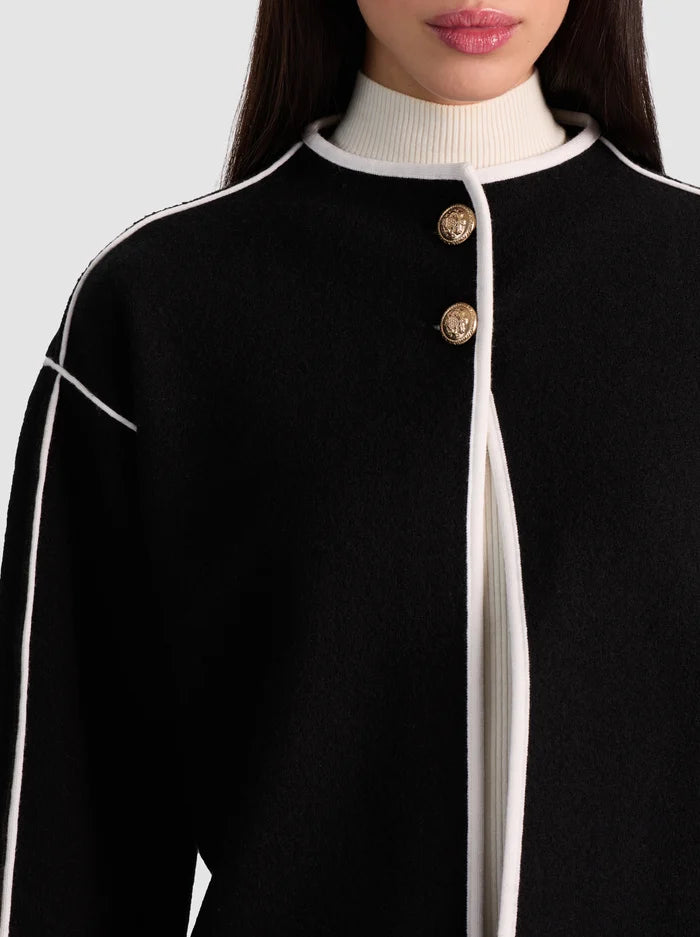 Pearson Sweater Jacket - Black Soft White by Alice & Olivia — view 4