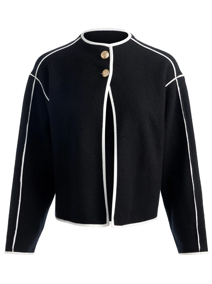 Pearson Sweater Jacket - Black Soft White by Alice & Olivia — view 5
