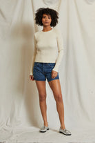 Clyde Rib Long Sleeve Baby Tee - Sugar by perfectwhitetee — view 4
