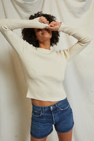 Clyde Rib Long Sleeve Baby Tee - Sugar by perfectwhitetee — alternate view
