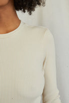 Clyde Rib Long Sleeve Baby Tee - Sugar by perfectwhitetee — view 3