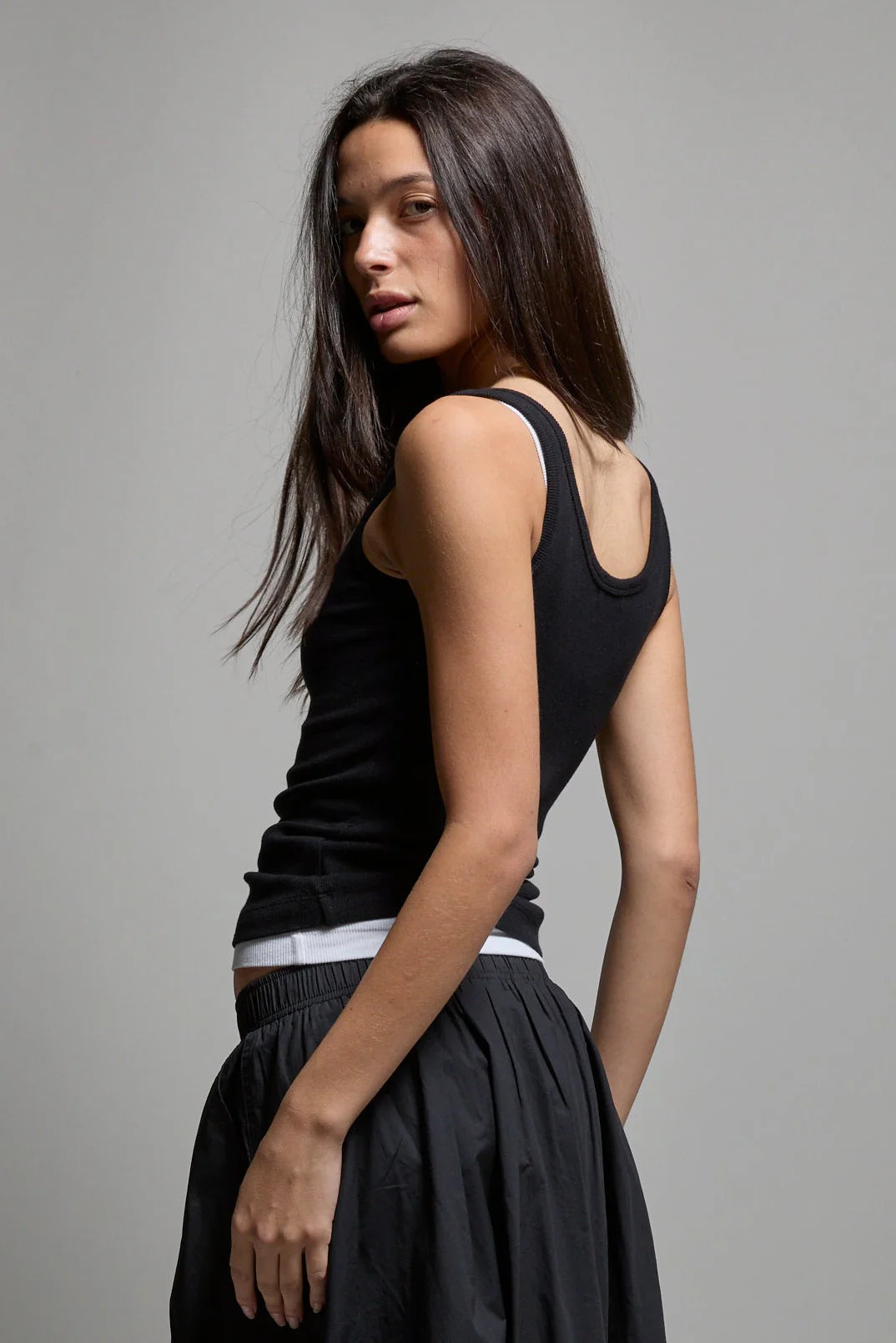 Mila Rib Tank - Black by Asher — view 3