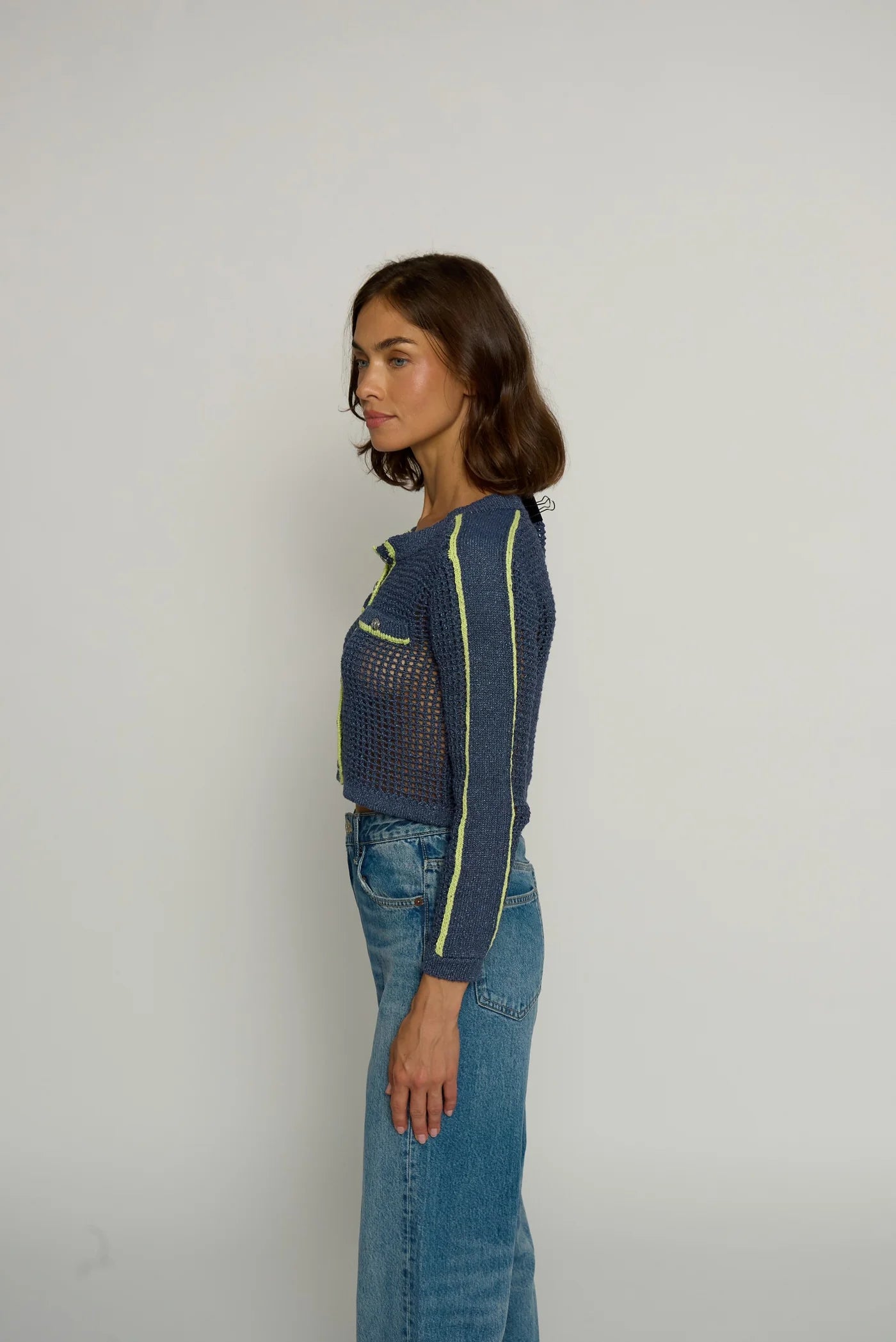Mesh Stitch Cardigan - Indigo by Central Park West — alternate view