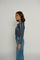 Mesh Stitch Cardigan - Indigo by Central Park West — alternate view