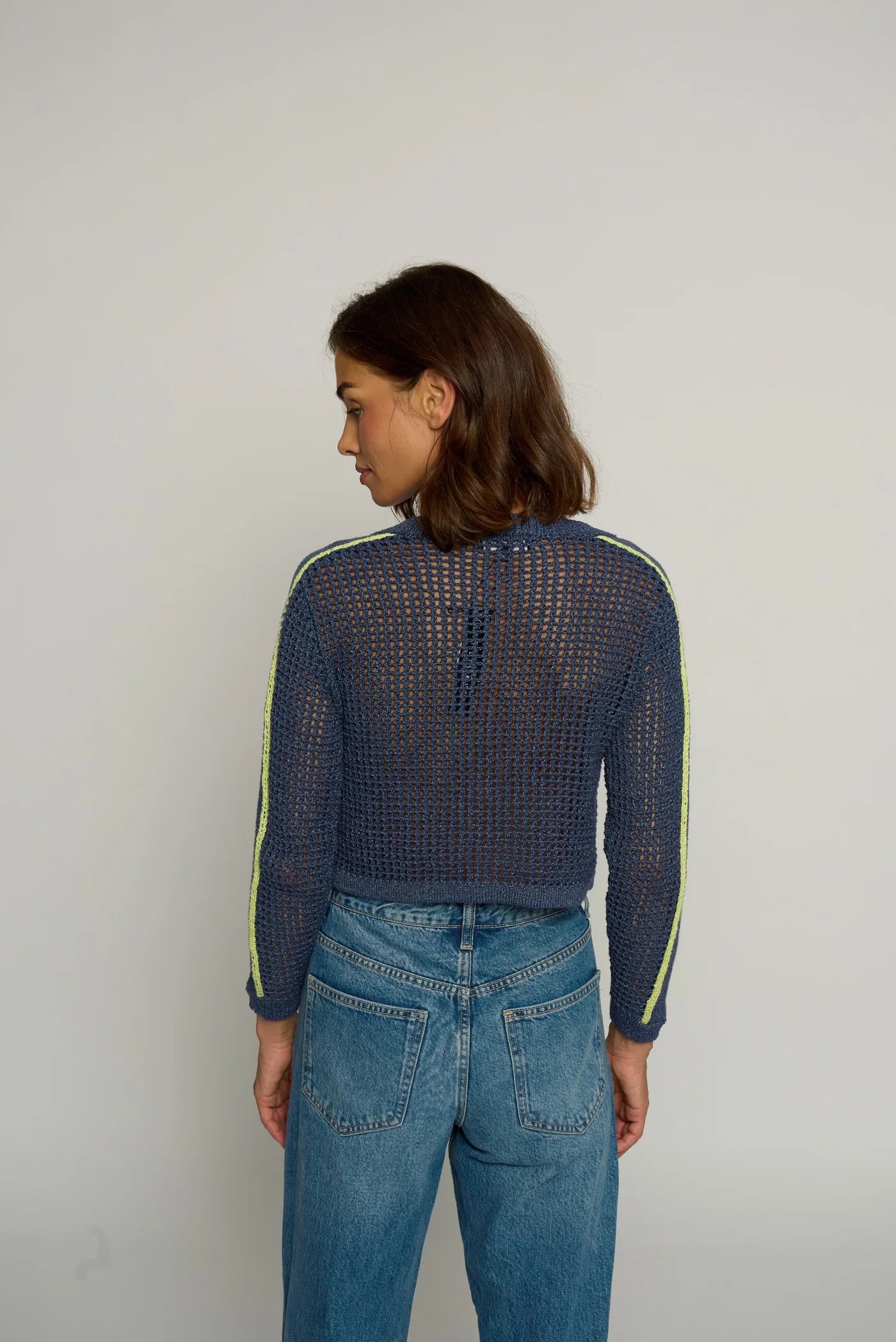 Mesh Stitch Cardigan - Indigo by Central Park West — view 3