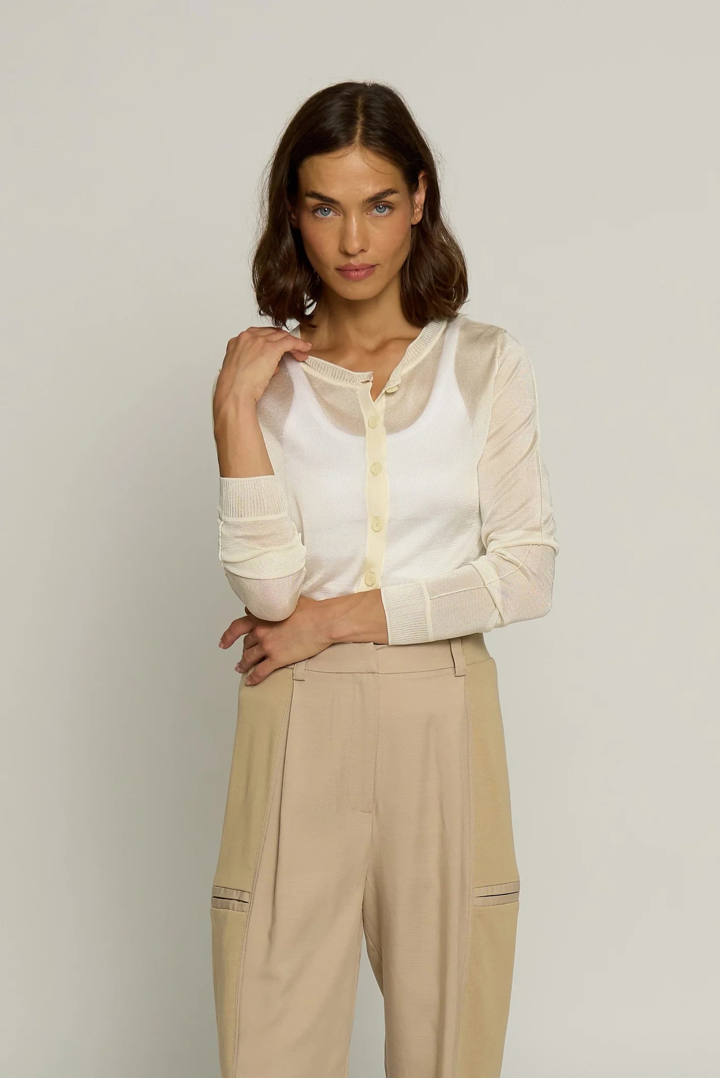 Sheer Cropped Cardigan - White by Central Park West | 25 South Boutiques