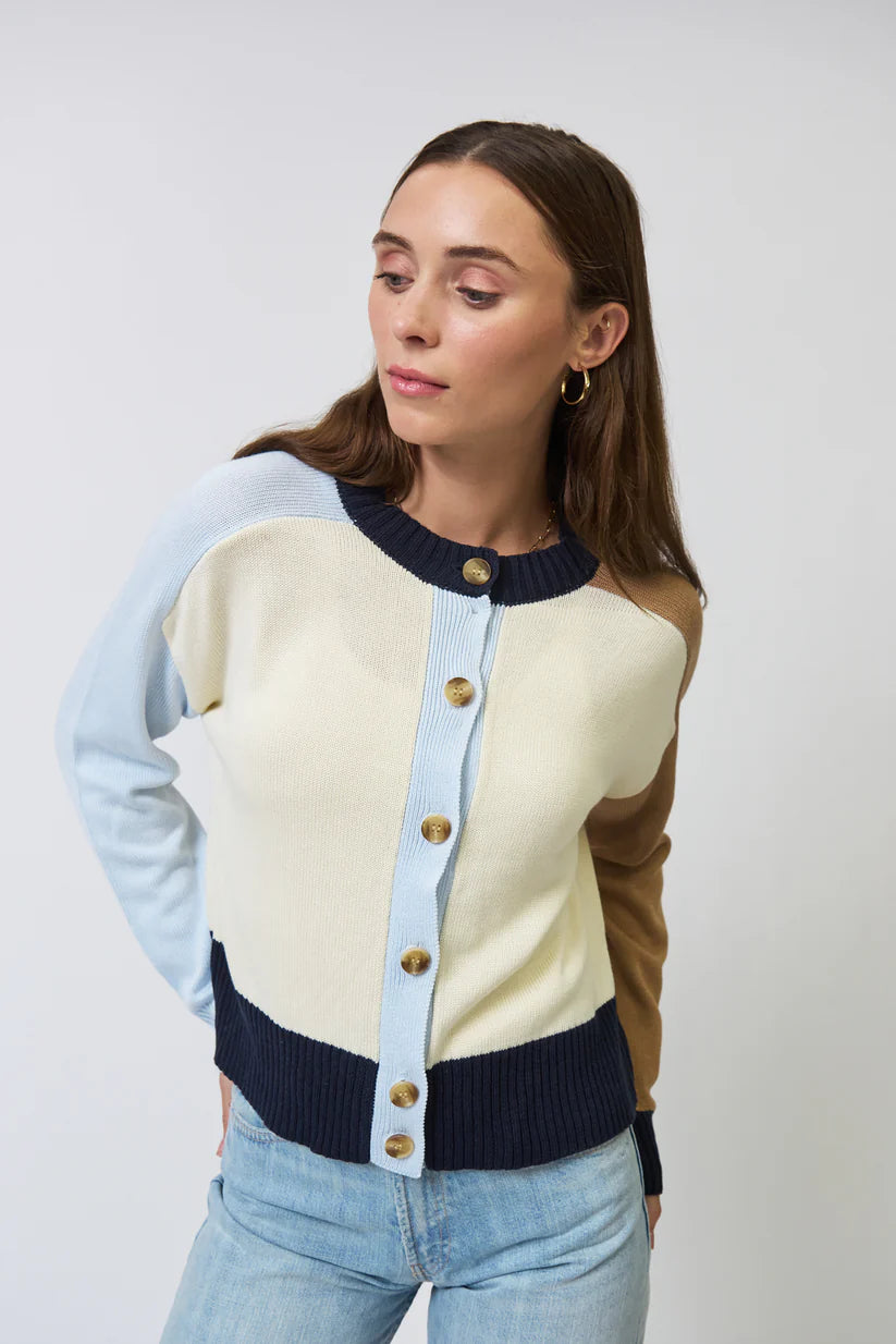 Chloe Colorblock Cardi - Blue Multi by Central Park West — view 4