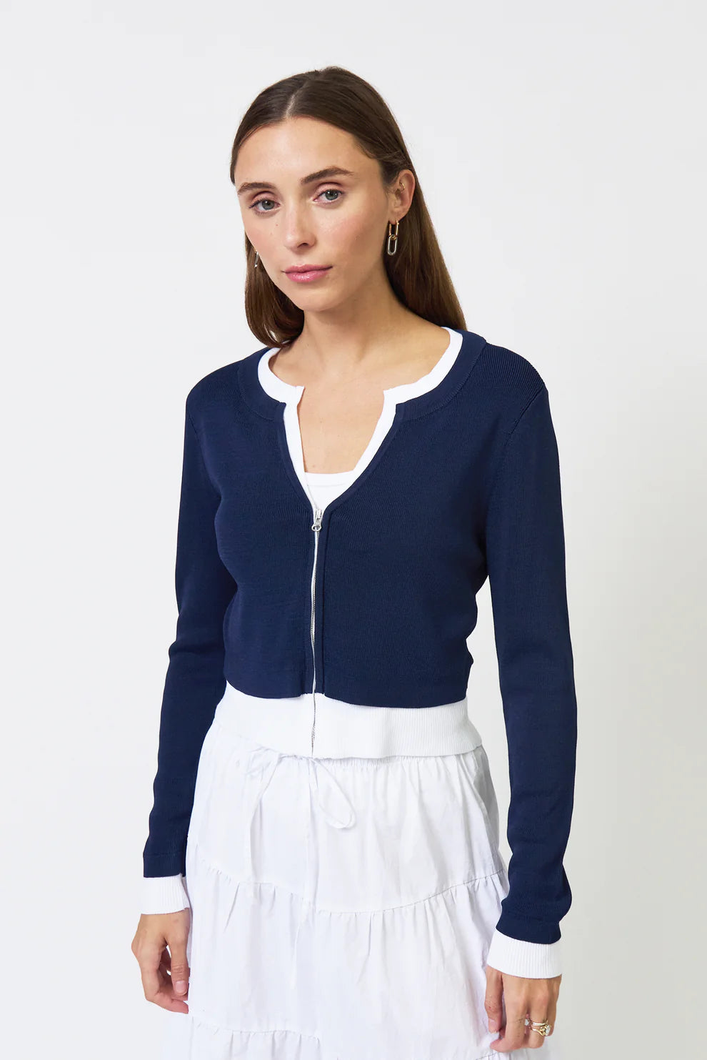 Brooklyn Double Layer Cardigan - Navy by Central Park West | 25 South Boutiques