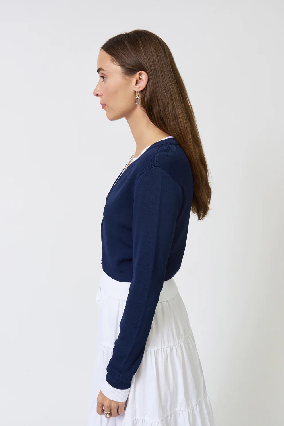 Brooklyn Double Layer Cardigan - Navy by Central Park West — alternate view