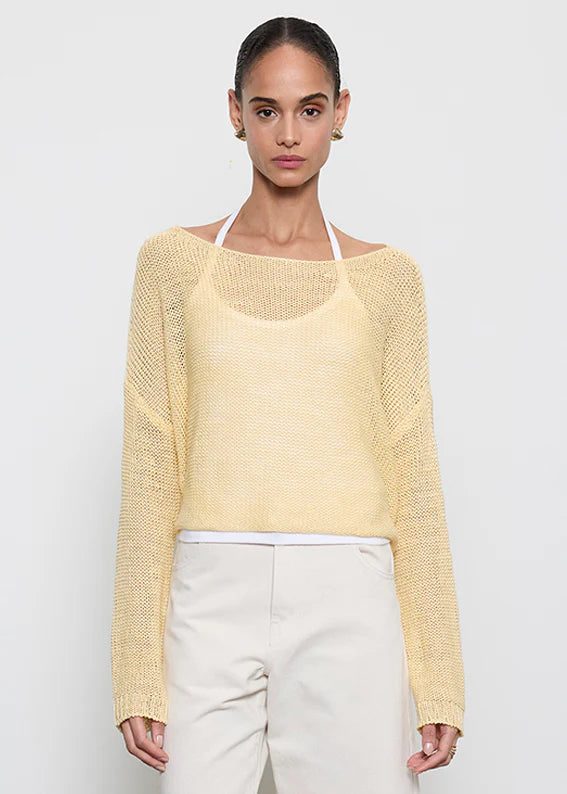 Linen Open Knit Bateau Sweater - Flan by Enza Costa | 25 South Boutiques