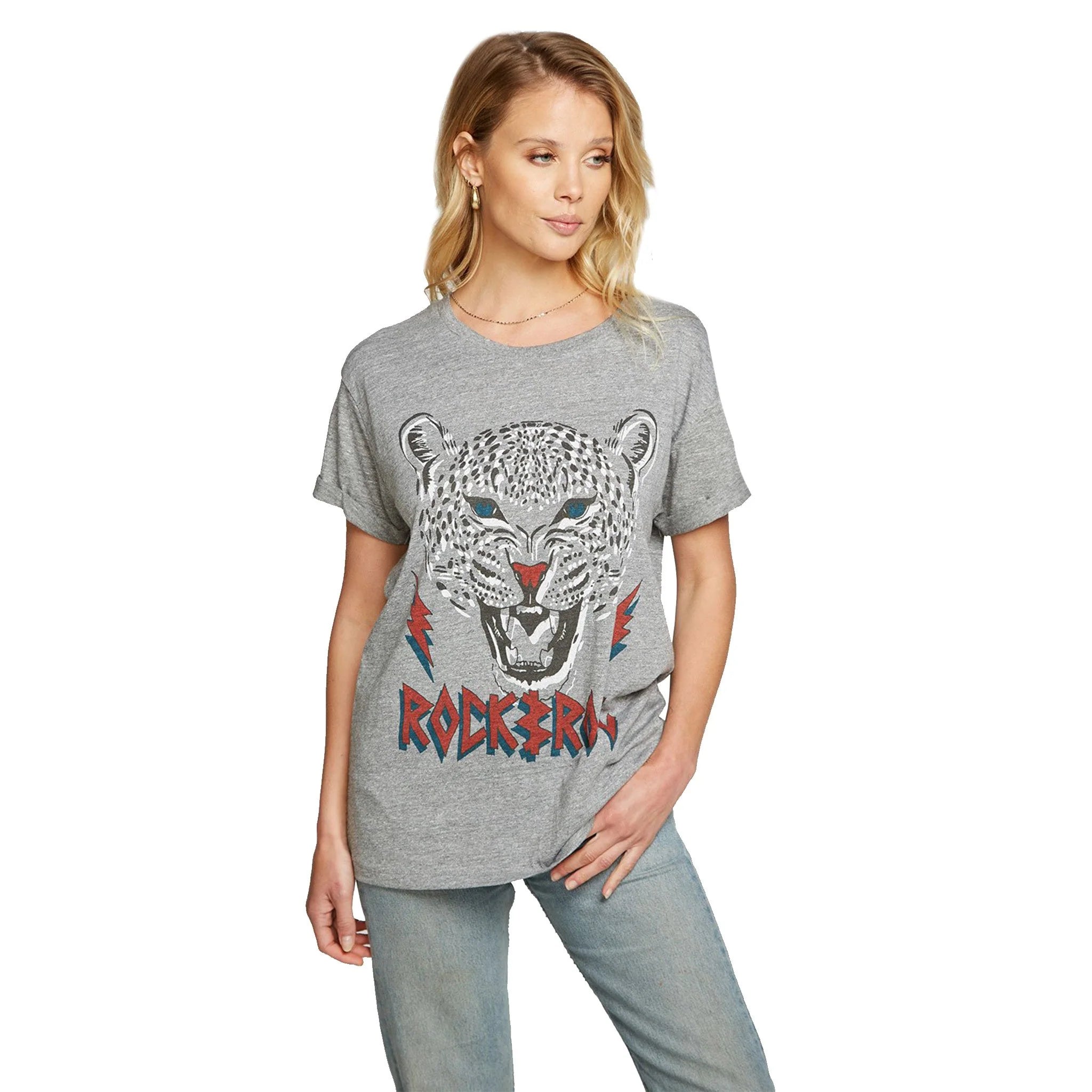 Rock N Roll Tiger Tee - Streaky Greay by Chaser — view 3