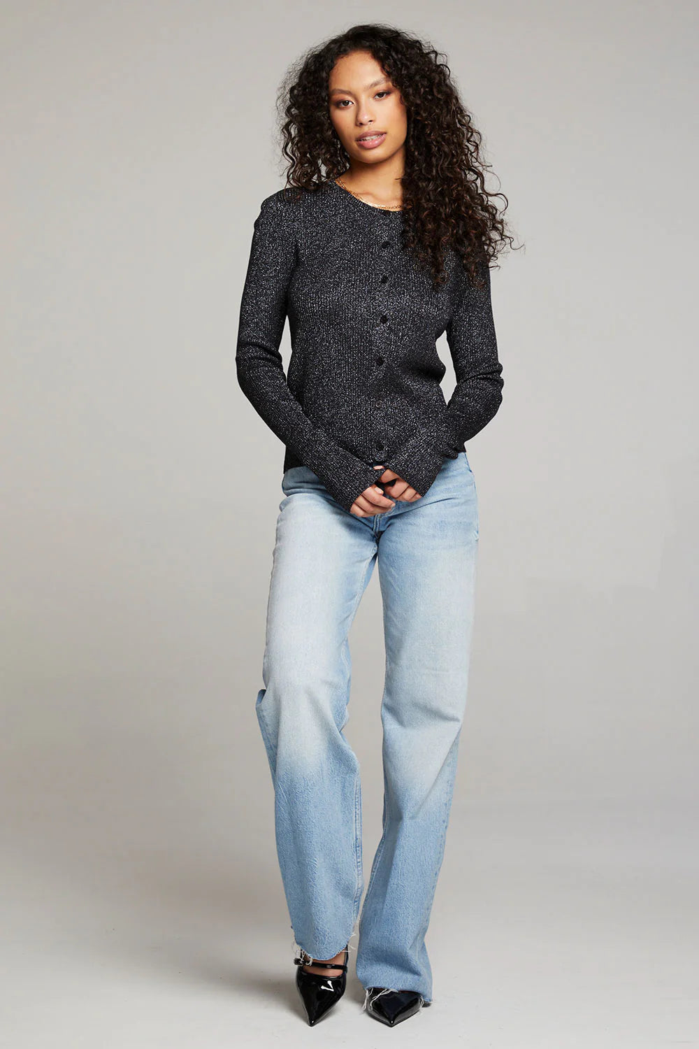 Tommy Button Up Sweater - Licorice by Chaser — view 4