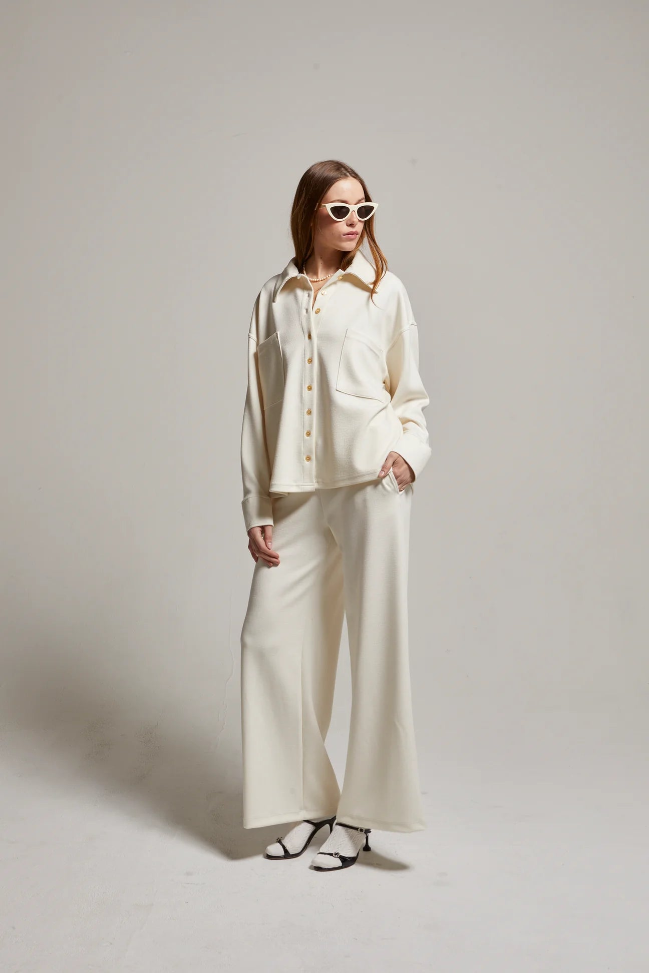 Cassie Interlock Pant - Cream by Asher | 25 South Boutiques