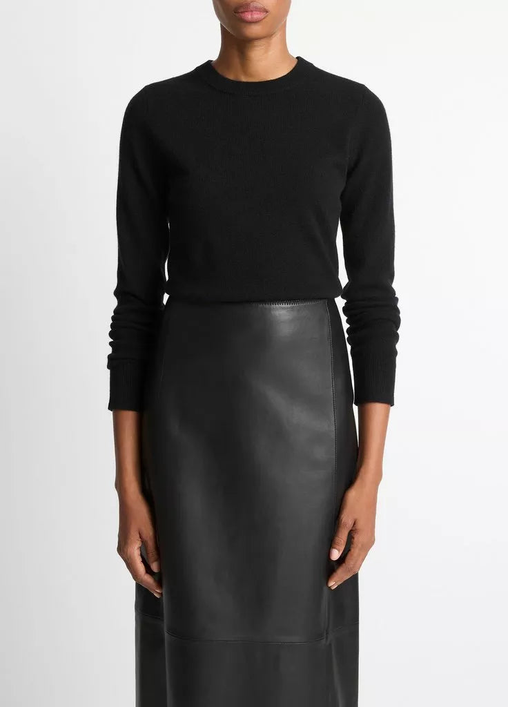 Cashmere Crew Neck Sweater - Black by Vince — view 4