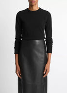 Cashmere Crew Neck Sweater - Black by Vince — view 4
