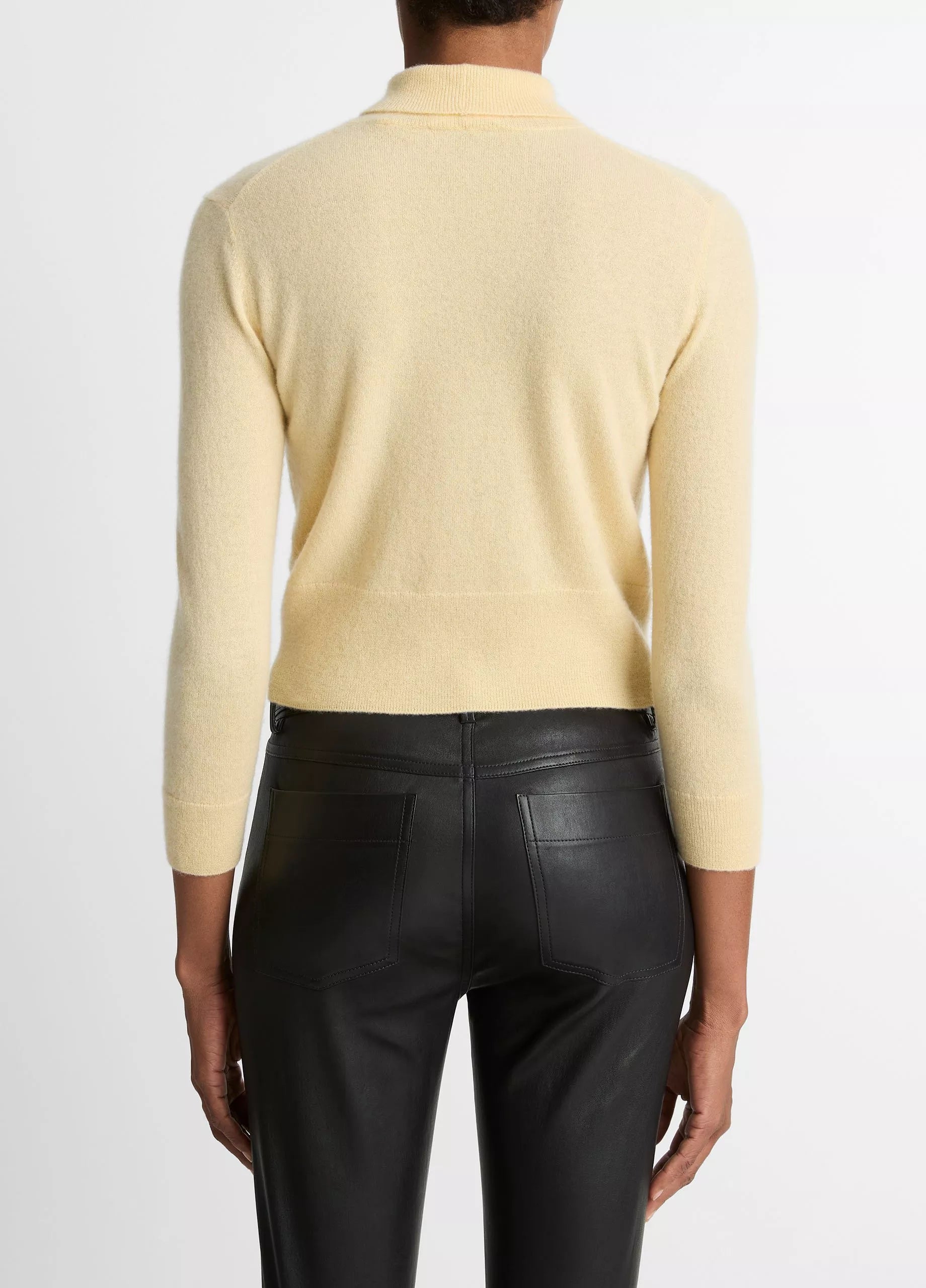 Cashmere-Silk Three-Quarter-Sleeve Mock-Neck Sweater - Palazzo by Vince — view 3