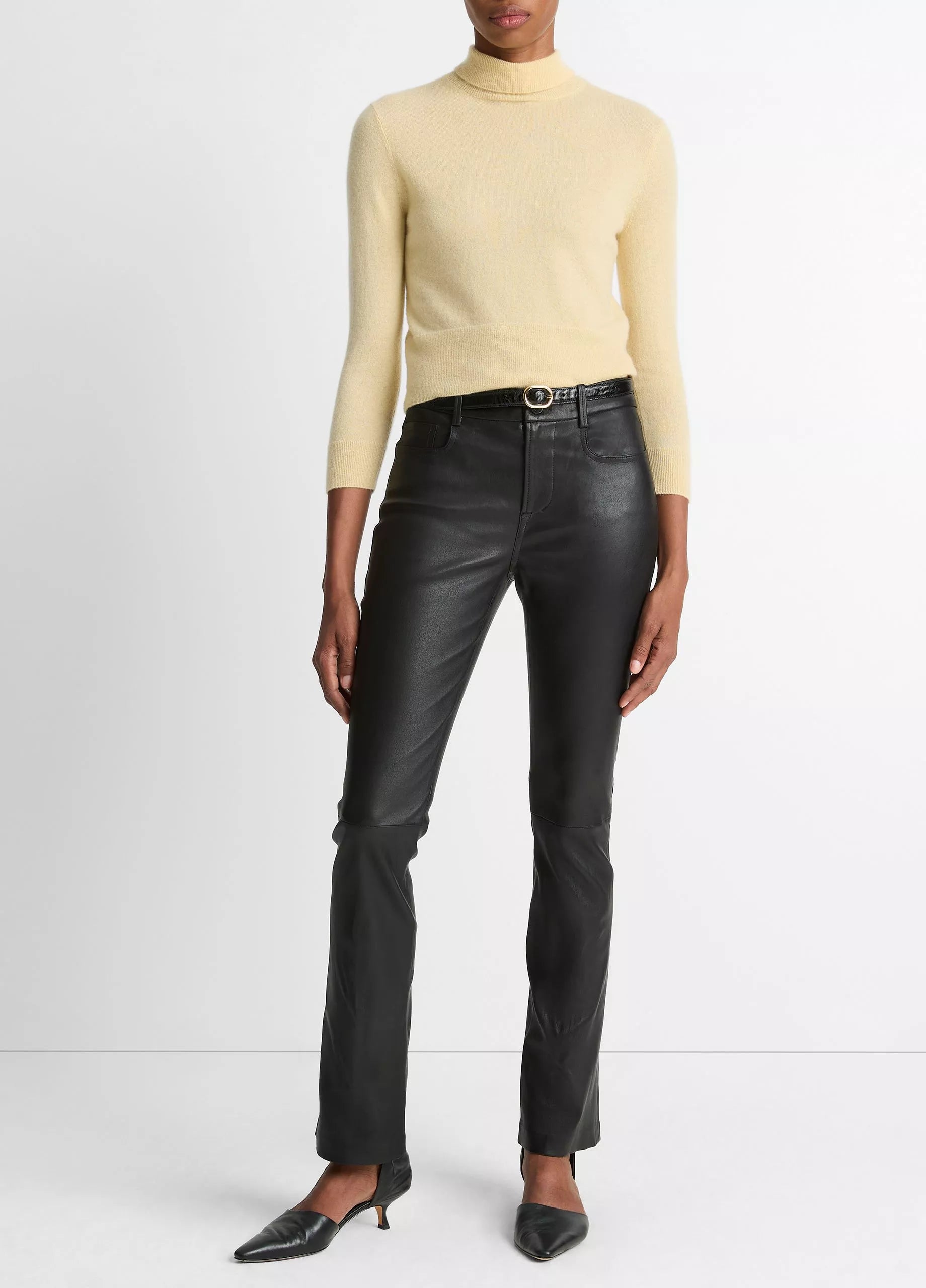 Cashmere-Silk Three-Quarter-Sleeve Mock-Neck Sweater - Palazzo by Vince — view 4