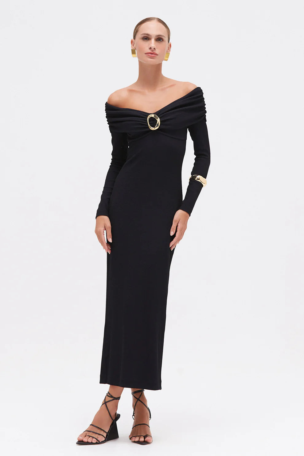 Grace Knit Draped Midi Dress - Black by PatBo | 25 South Boutiques