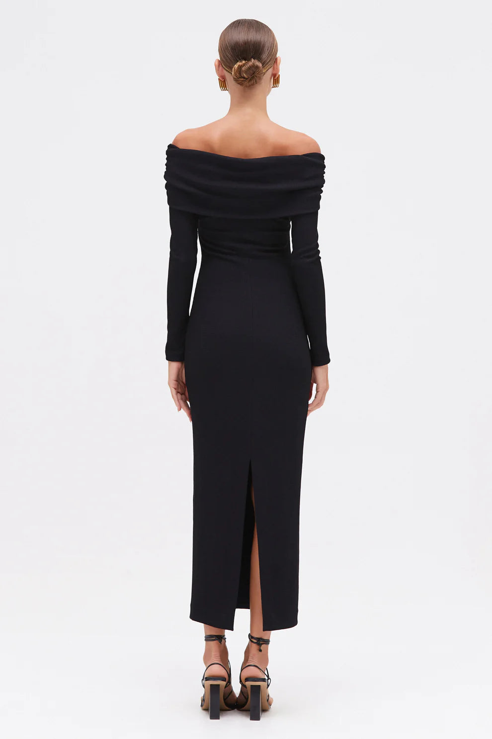 Grace Knit Draped Midi Dress - Black by PatBo — view 3