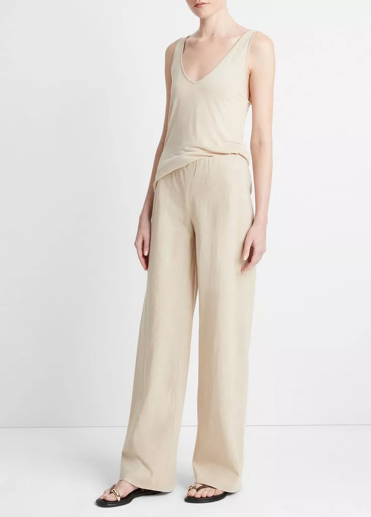 Cotton-Blend High-Waist Bias Pant - White Oak by Vince — view 3
