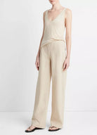 Cotton-Blend High-Waist Bias Pant - White Oak by Vince — view 3