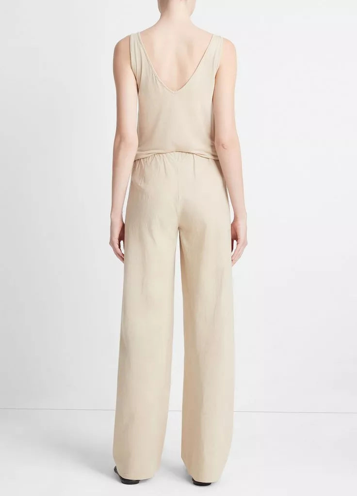 Cotton-Blend High-Waist Bias Pant - White Oak by Vince — view 4