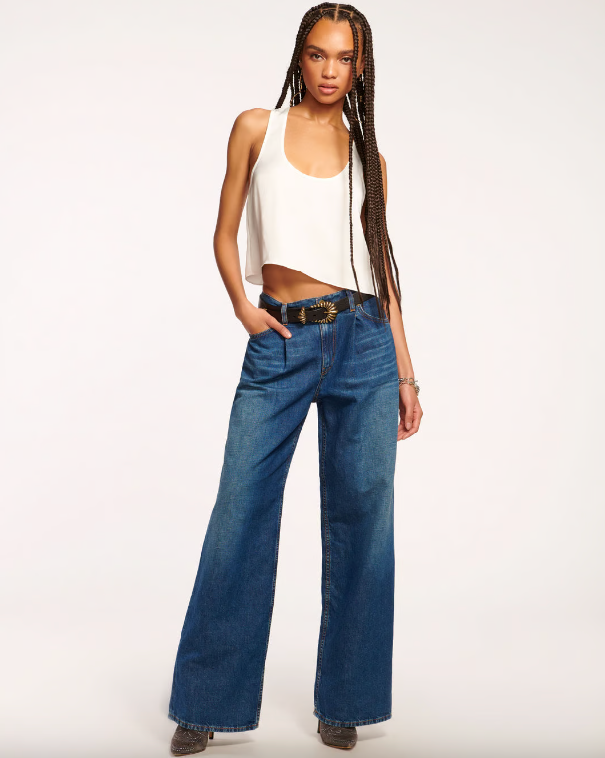 Kailani Pleated Low-Rise Jean - Medium Wash by Ramy Brook | 25 South Boutiques