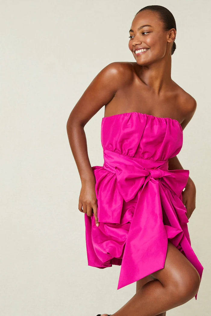 Gallant Strapless Mini Dress - Fuchsia by LoveShackFancy — view 6