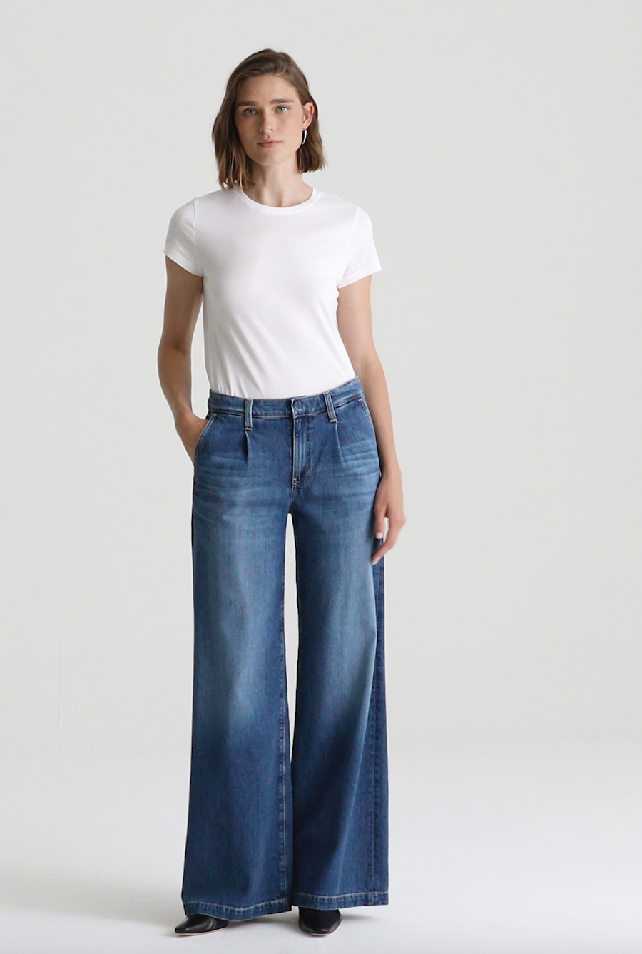 Pleated Stella Low Slung Palazzo - Provence by Adriano Goldschmied AG | 25 South Boutiques