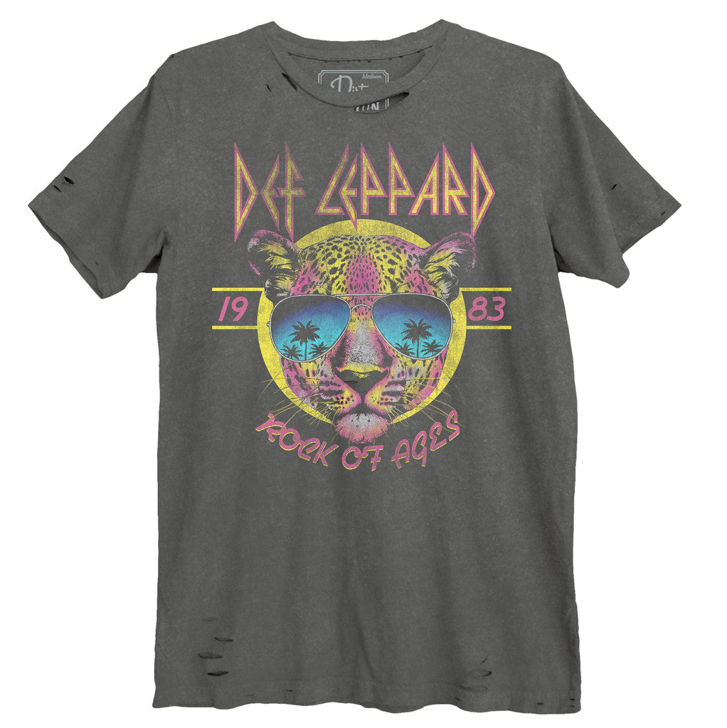 Def Leppard Destroyed Sunglasses Tee - Grey by Dirty Cotton Scoundrels — view 3